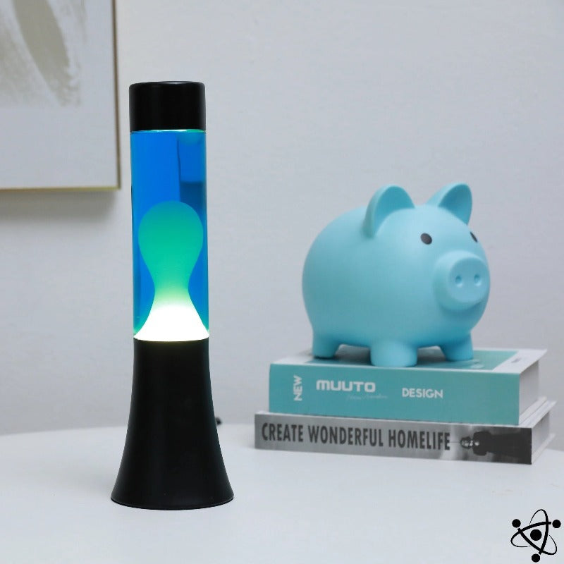 LAMPE A LAVE - SUPPORT BLANC / CYAN