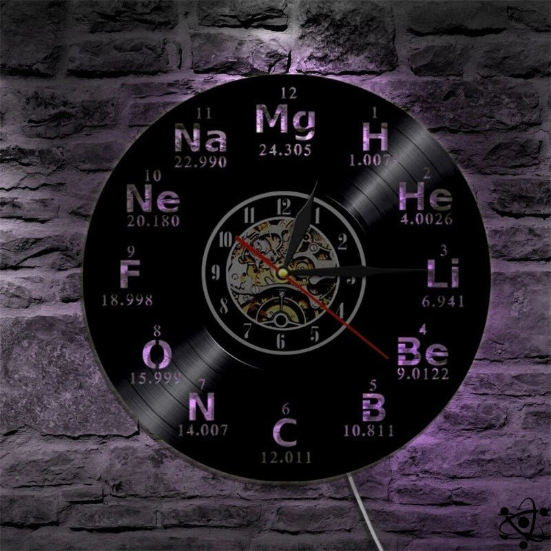 Horloge Murale Originale Elements Périodique LED Déco Science