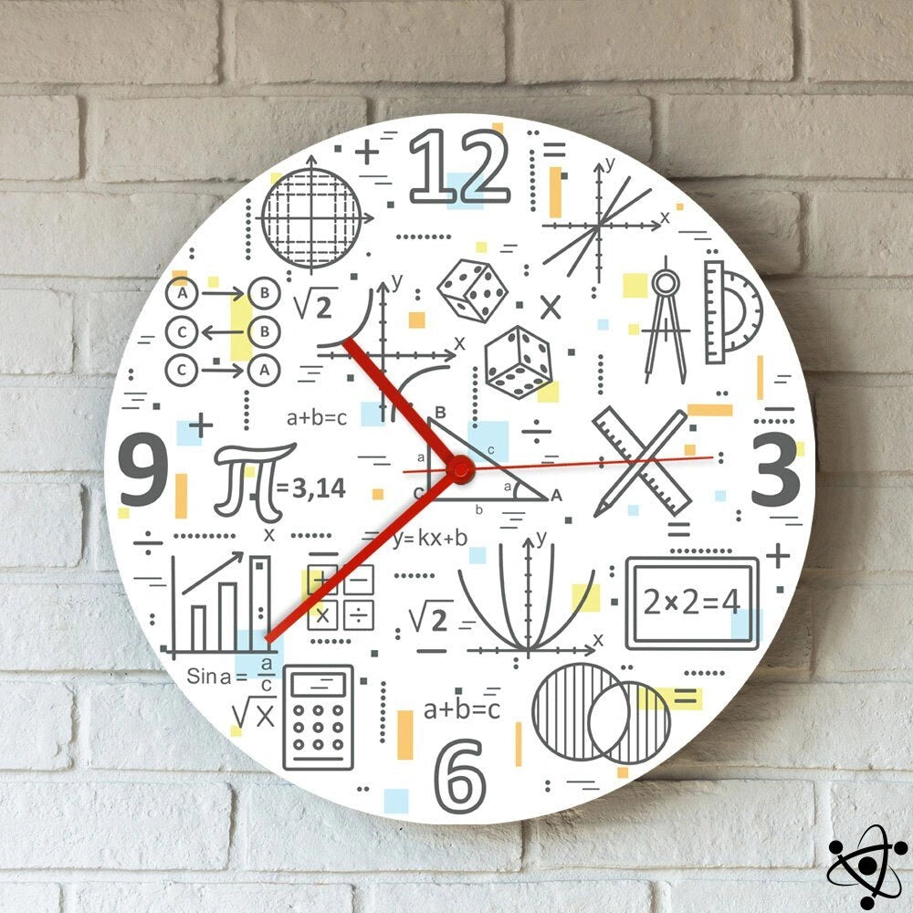 Horloge Murale Originale Mathématique Ludique Déco Science