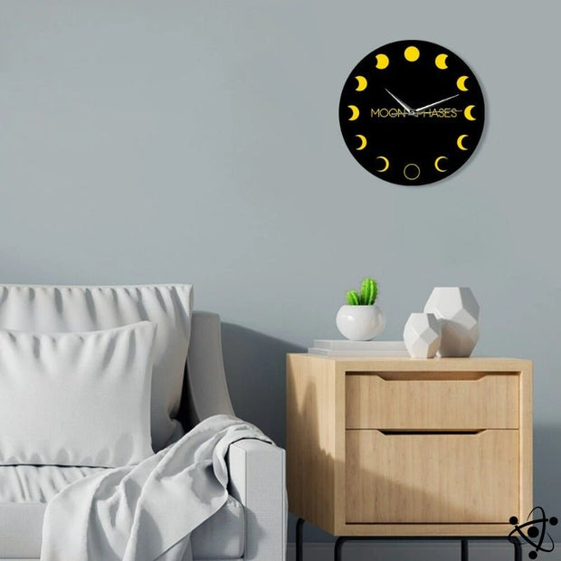 Horloge Murale Originale Phase Lunaire Déco Science