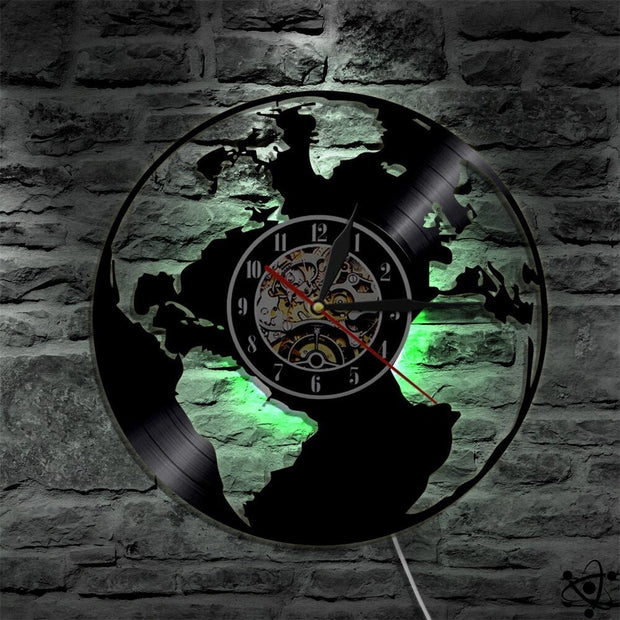 Horloge Murale Originale Terre LED Déco Science