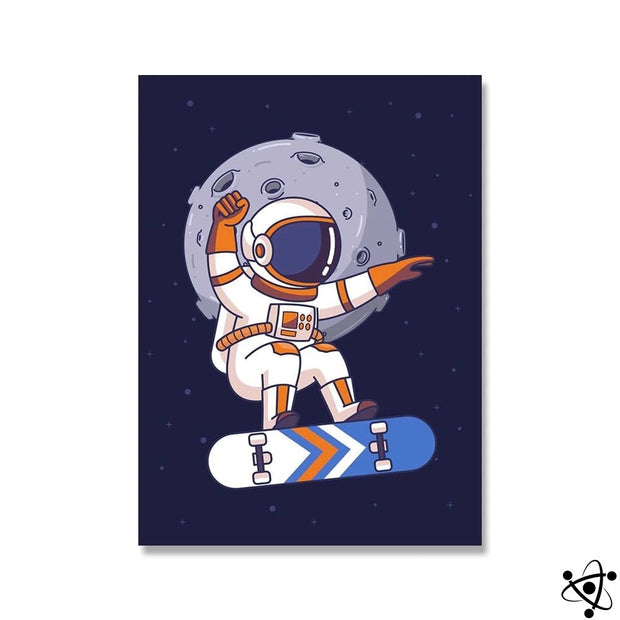 Poster Astronaute Skateboard dans l'Espace Déco Science