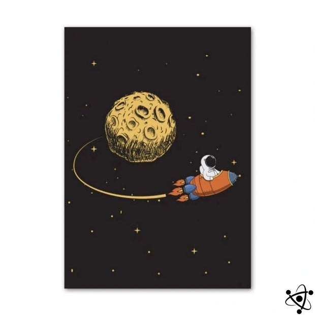 Poster Astronaute Voyageant sur une Fusée Déco Science