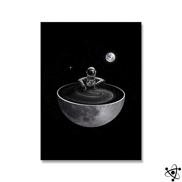 Poster Astronaute prenant un bain dans une Demi-Lune Déco Science