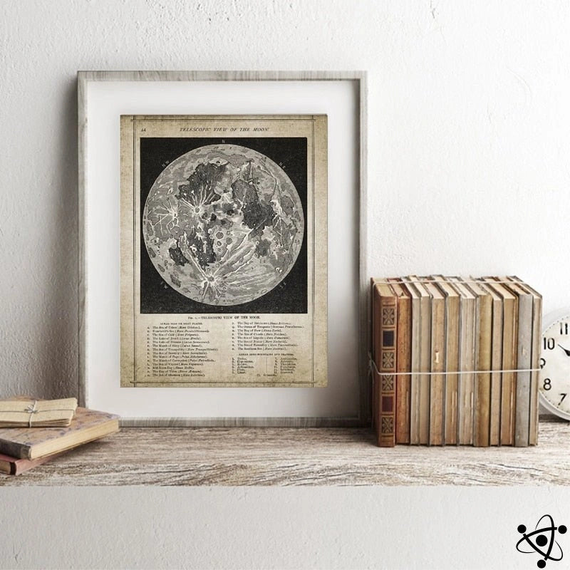 Poster Carte de la Lune Déco Science