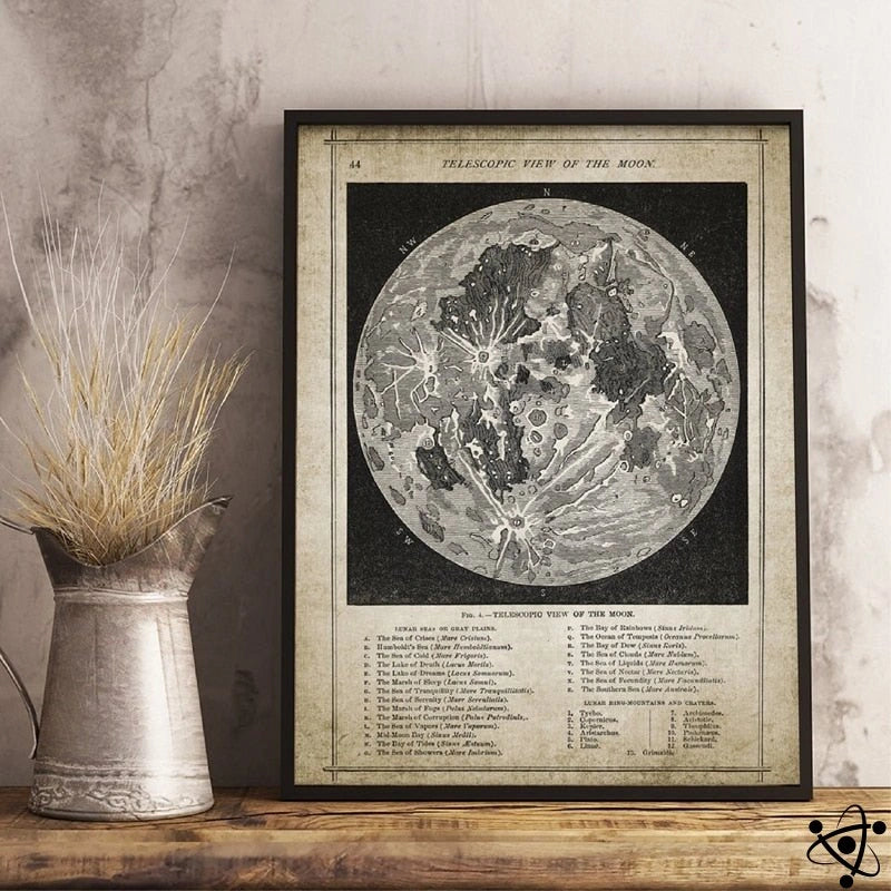 Poster Carte de la Lune Déco Science