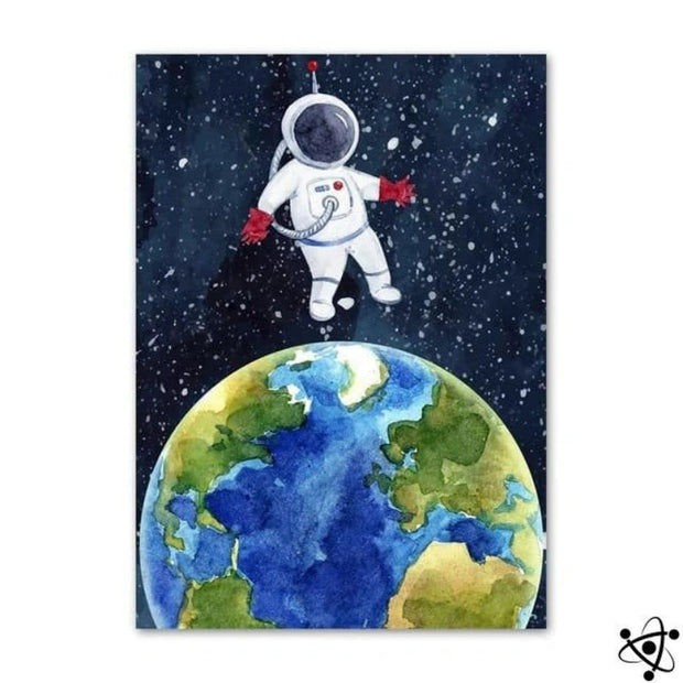 Poster Enfant Astronaute au-dessus de la Terre Déco Science