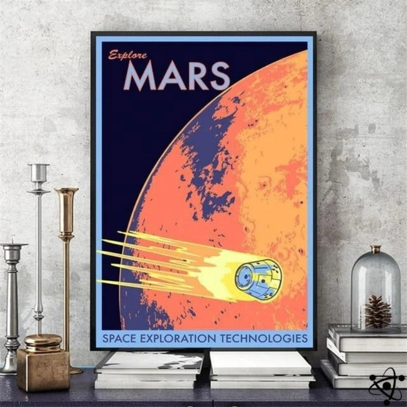 Poster Exploration de Mars Vintage Déco Science