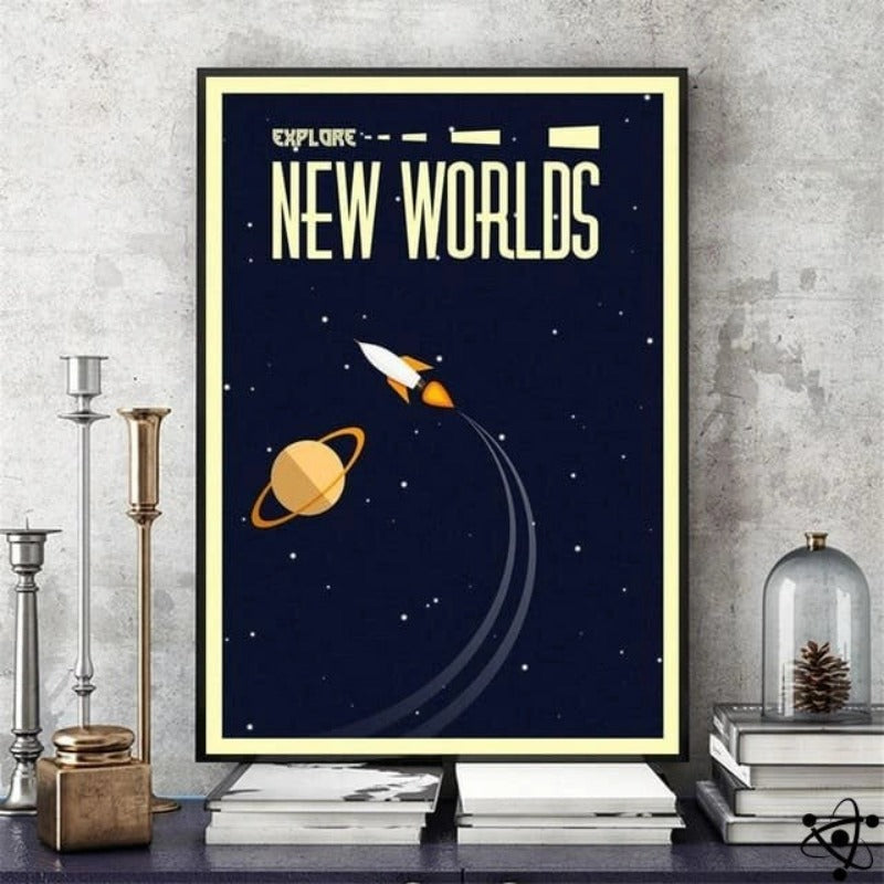 Poster Exploration de Nouveaux Mondes Vintage Déco Science