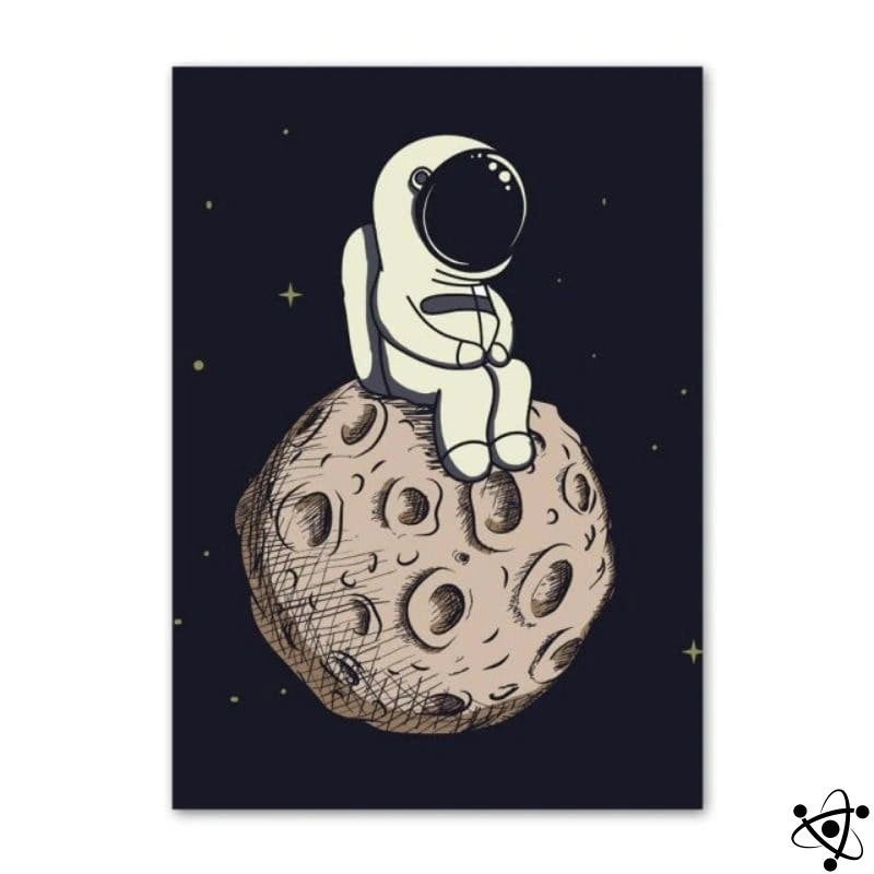 Poster Petit Astronaute assis sur la Lune Déco Science