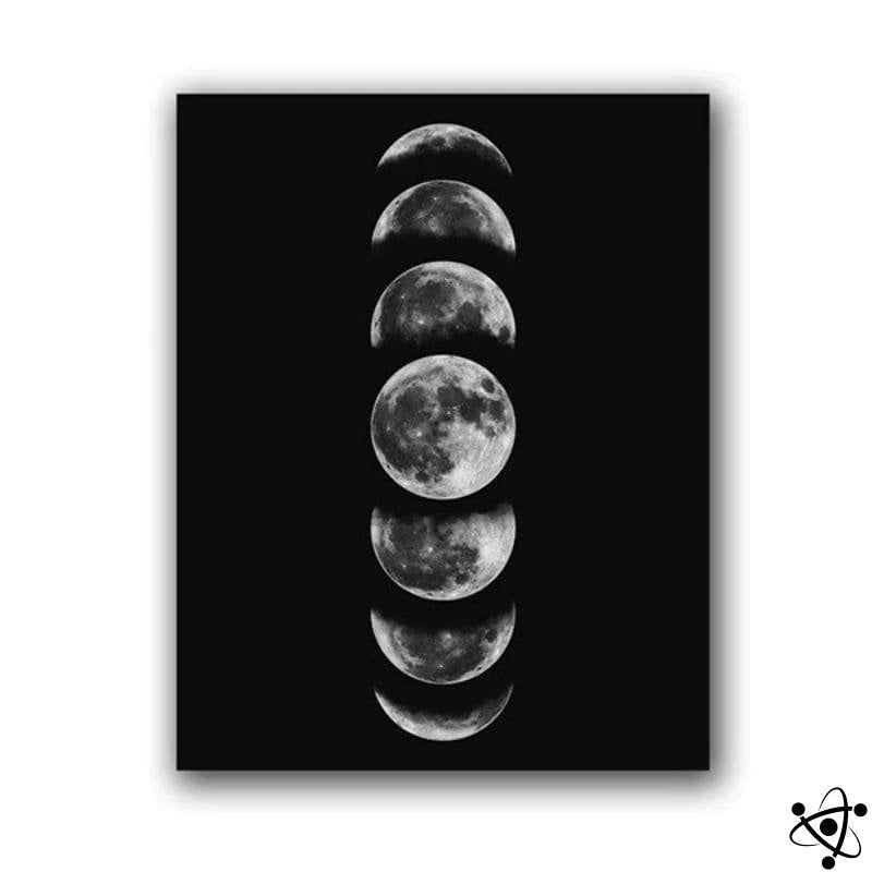 Poster Phases de Lune sur Fond Noir Déco Science