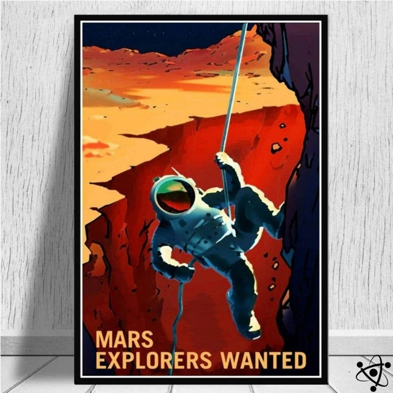 Poster Rétro Astronaute sur Mars Déco Science
