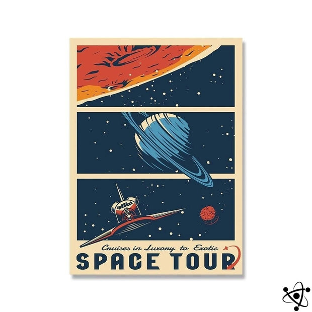 Poster Retro Voyage dans l'Espace Déco Science