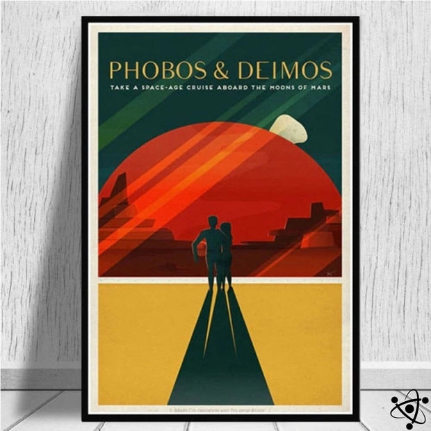 Poster Spatial Rétro Phobos et Deimos Déco Science