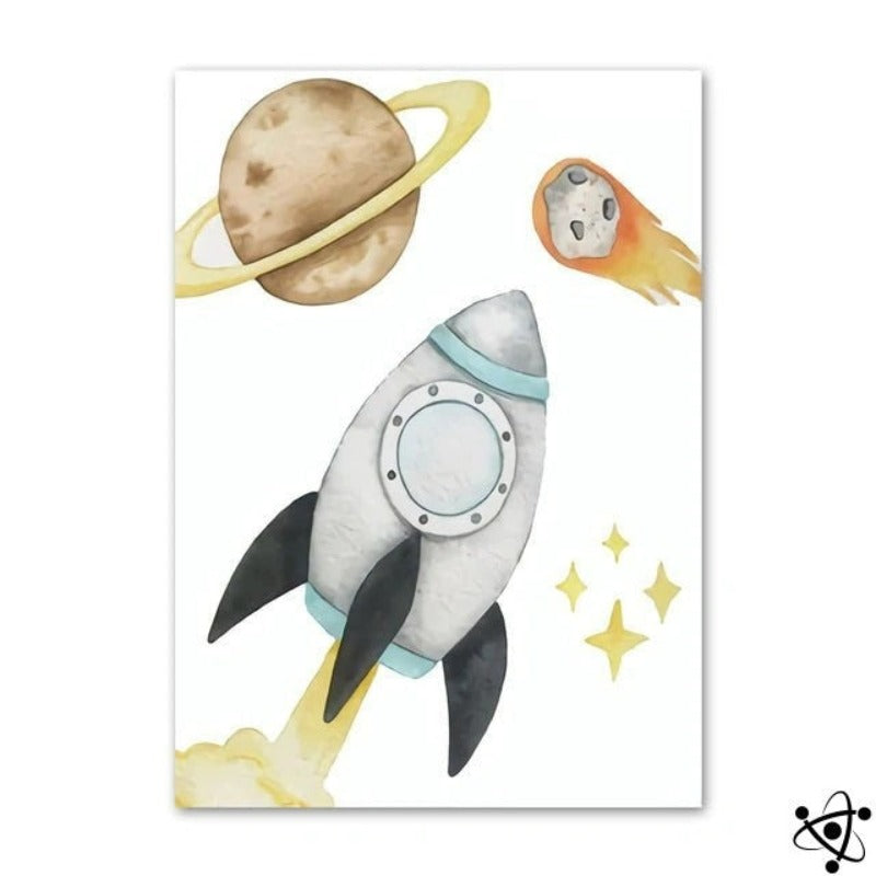 Poster pour enfants fusée dans les étoiles Déco Science