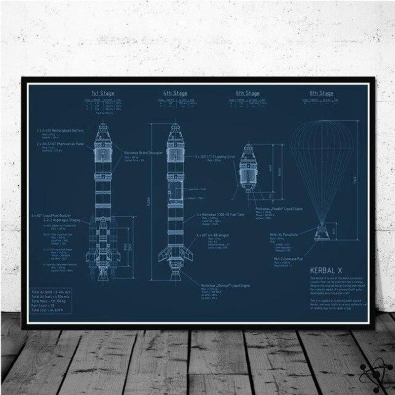 Affiche Plan de Fusée Déco Science