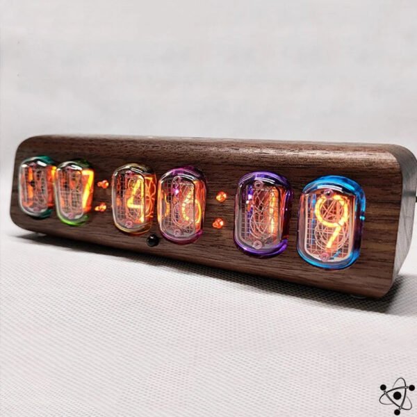 Horloge Nixie en Noyer Bluetooth Déco Science