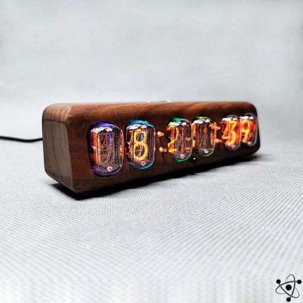 Horloge Nixie en Noyer Bluetooth Déco Science