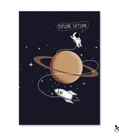 Poster Astronaute - Explore Saturn Déco Science