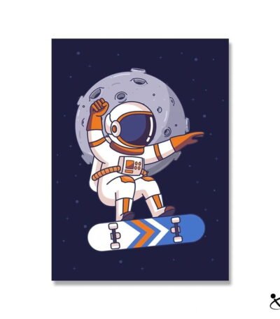 Poster Astronaute Skateboard dans l'Espace Déco Science