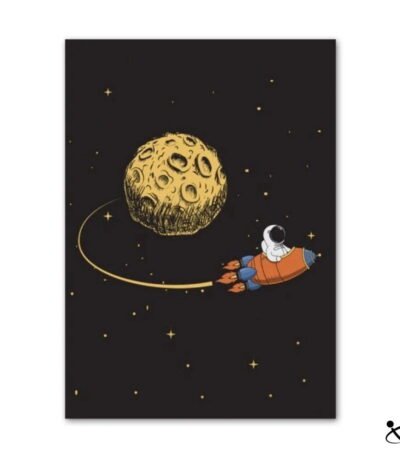 Poster Astronaute Voyageant sur une Fusée Déco Science