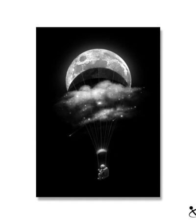 Poster Astronaute en Parapente Lunaire Déco Science