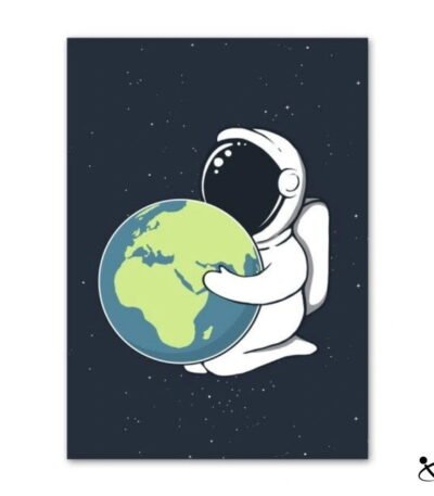 Poster Astronaute tenant la Terre Déco Science