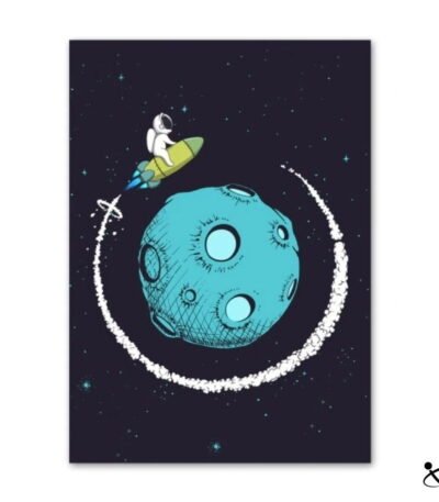 Poster Astronaute volant autour de la Lune Déco Science
