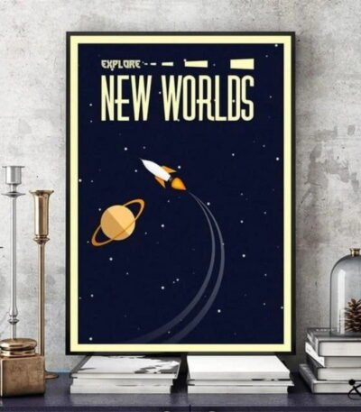 Poster Exploration de Nouveaux Mondes Vintage Déco Science