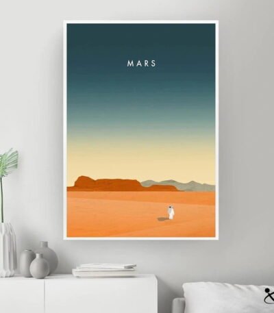 Poster Illustration Planète Mars Déco Science