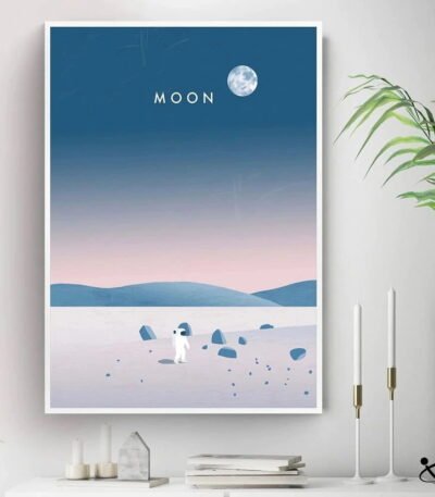 Poster Illustration Surface de la Lune Déco Science