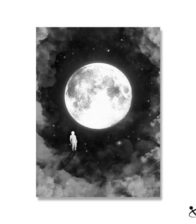 Poster Lune Brillante Déco Science