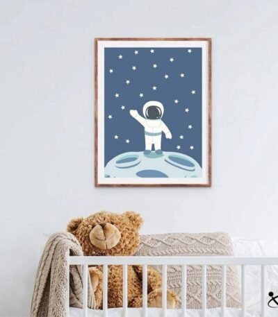 Poster Petit Astronaute sur la Lune Déco Science