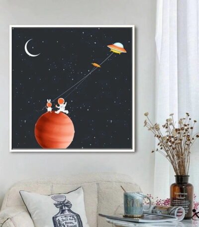 Poster Petits Astronautes Cerf-Volant Déco Science