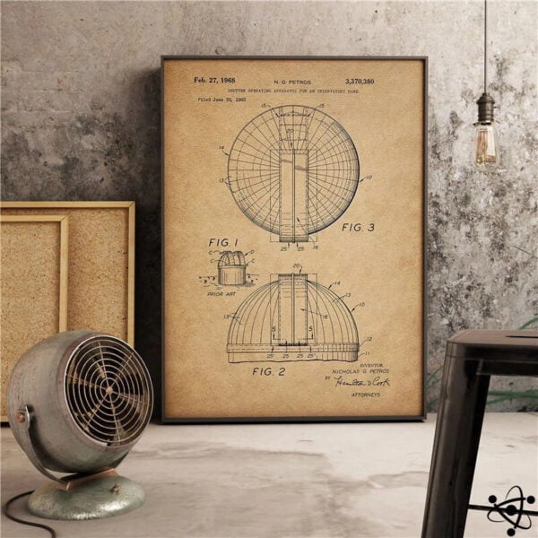 Poster Plan d'un Observatoire Astronomique Déco Science