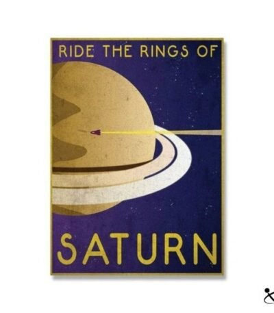 Poster Rétro Planète Saturne Déco Science