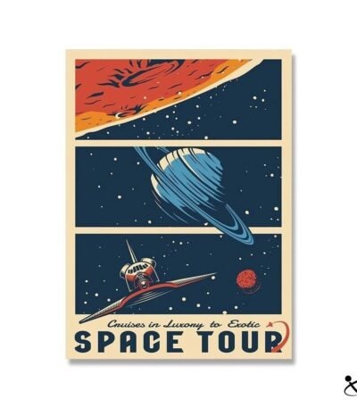 Poster Retro Voyage dans l'Espace Déco Science