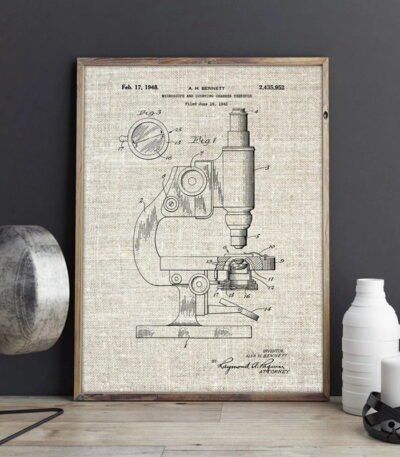 Poster Scientifique Microscope Vintage Déco Science