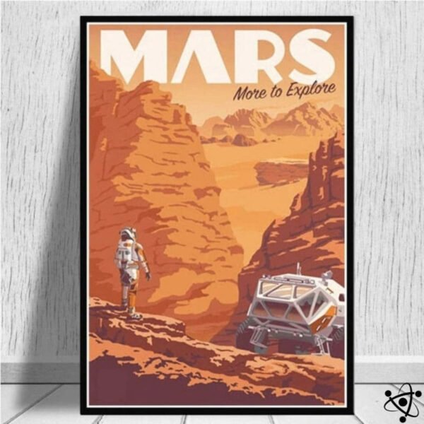 Poster Vintage Exploration de la Planète Mars Déco Science