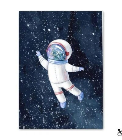 Poster d'Enfant Astronaute dans l'Espace Déco Science