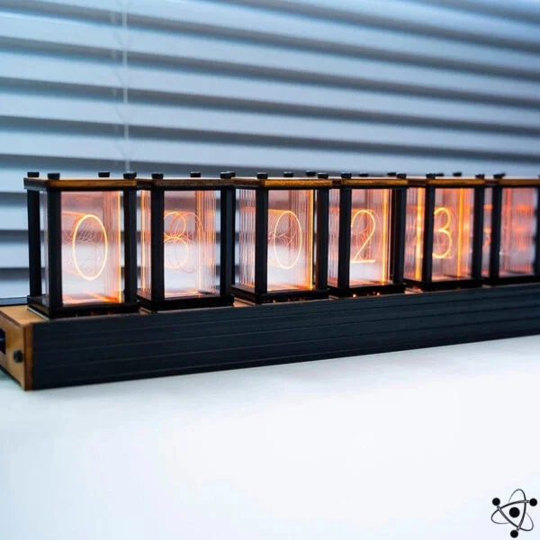 Horloge Nixie Numérique en Bois Déco Science