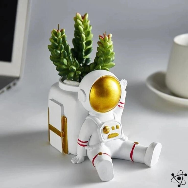 Pot de Plantes Grasses et Support de Téléphone Astronautes Déco Science