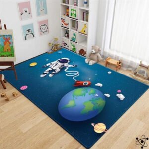 Tapis 3D Astronaute avec Fusée Déco Science