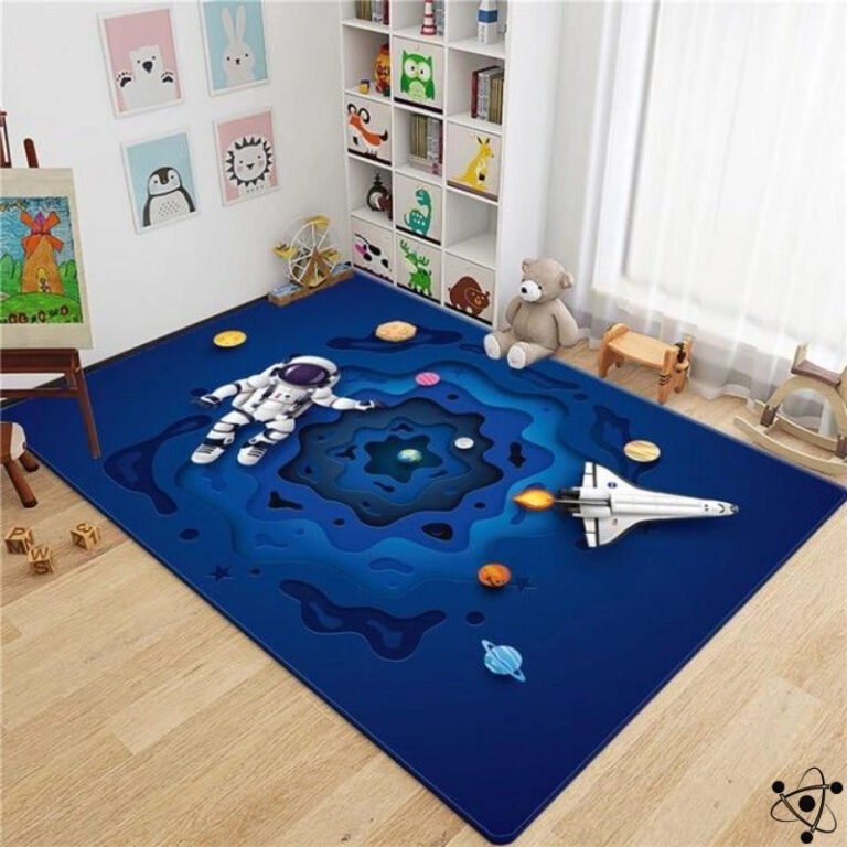 Tapis 3D Trou Noir Astronaute et Fusée Déco Science