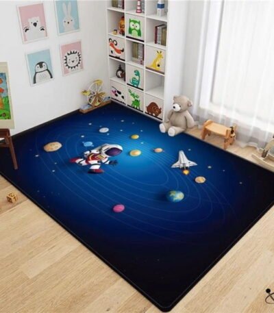 Tapis 3D Système Solaire Astronaute Déco Science