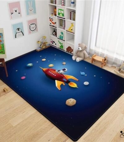 Tapis 3D Astronaute sur Fusée Déco Science