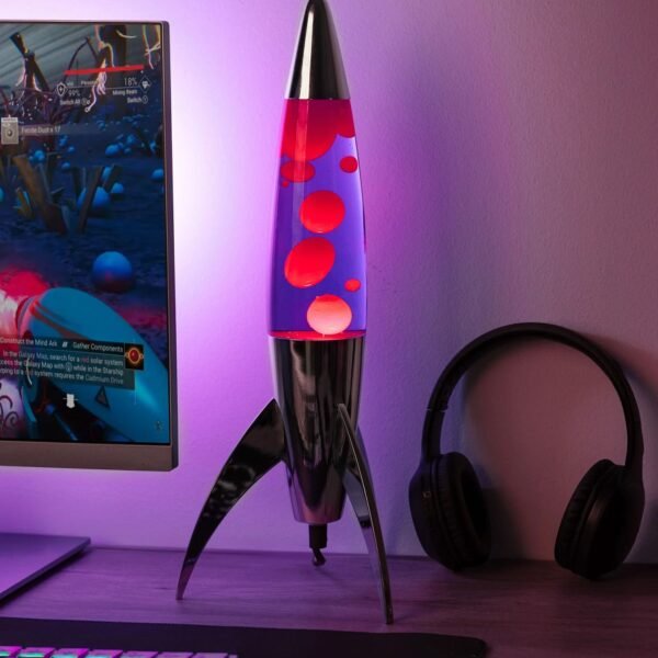 Lampe à Lave Fusée Rouge & Violette